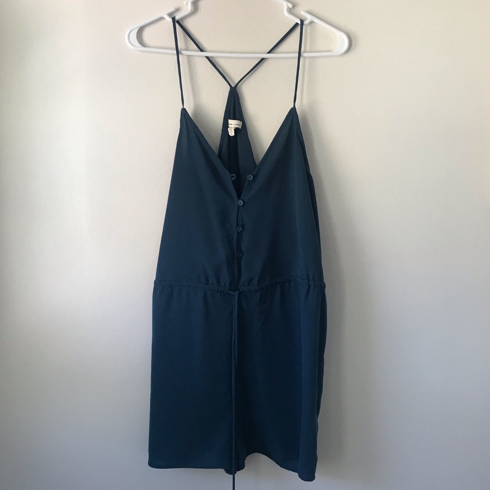 Medium Silence + Noise Deep Teal Button Romper